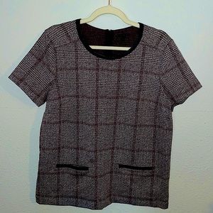 Ann Taylor Maroon Plaid sweater top